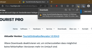 Klicken auf das Download-Symbol mit dem gelben Ausrufezeichen