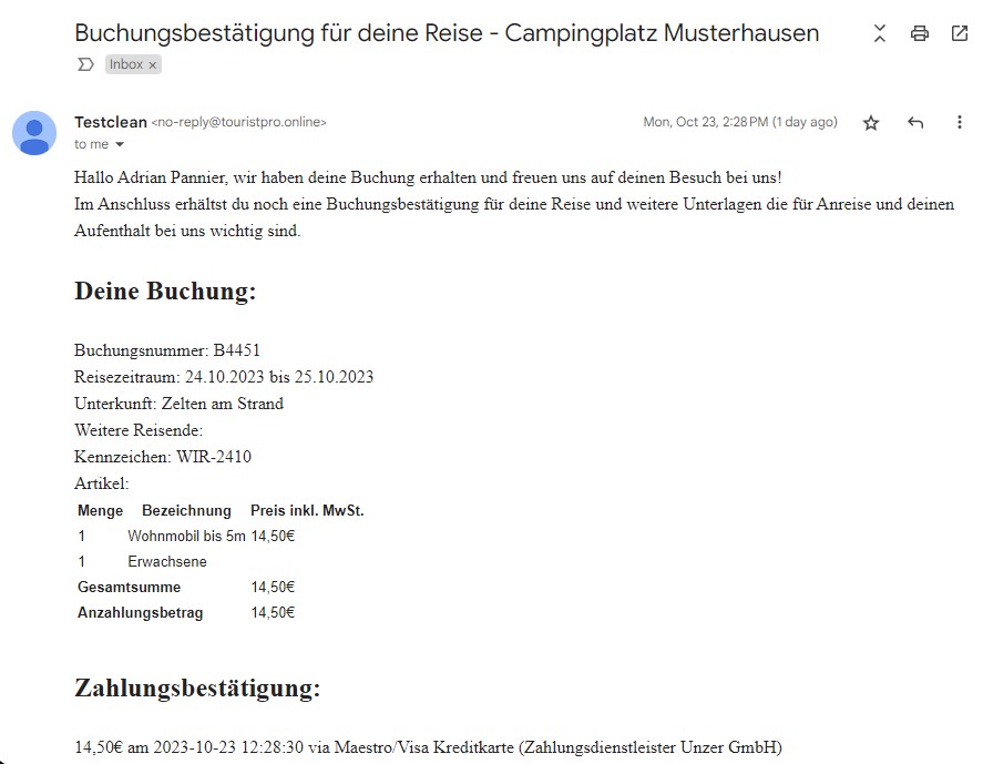 buchungsbestätigungemail