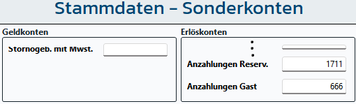 Stammdaten -> Konten -> Sonderkonten 